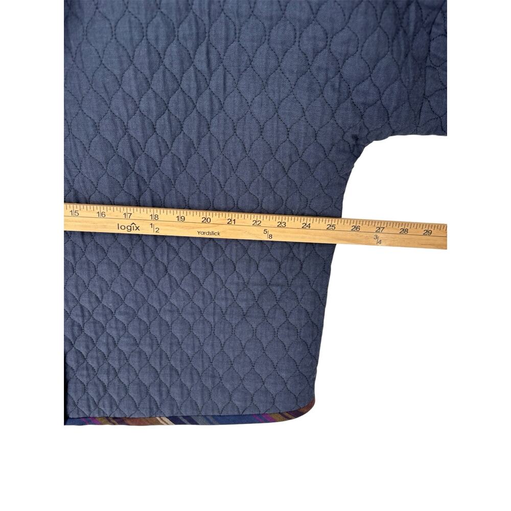 Quilted Crop Jacket Custom Made Lined M/L Blue Lagenlook Festival New - Picture 5 of 6
